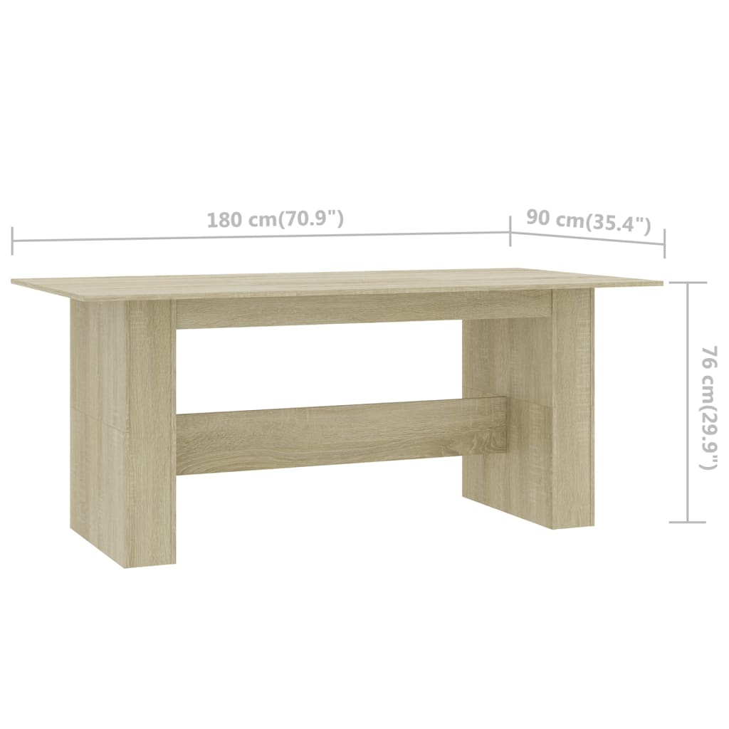 Table à manger chêne Sonoma 180x90x76 cm matériau bois