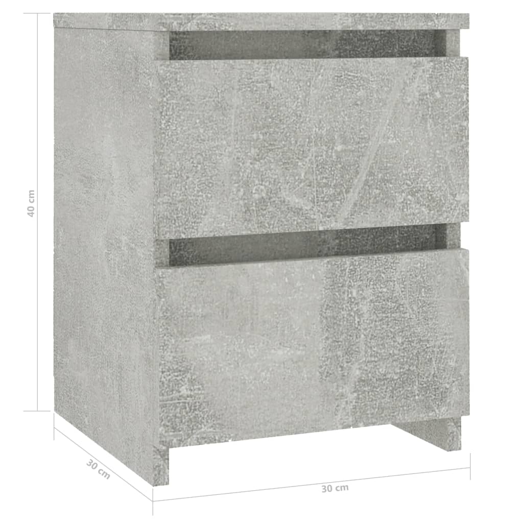 Table de chevet gris béton 30×30×40 cm en bois