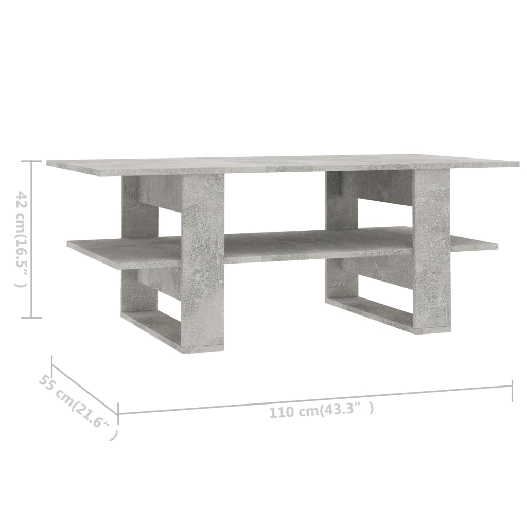 Couchtisch Betongrau 110x55x42 cm Holzwerkstoff