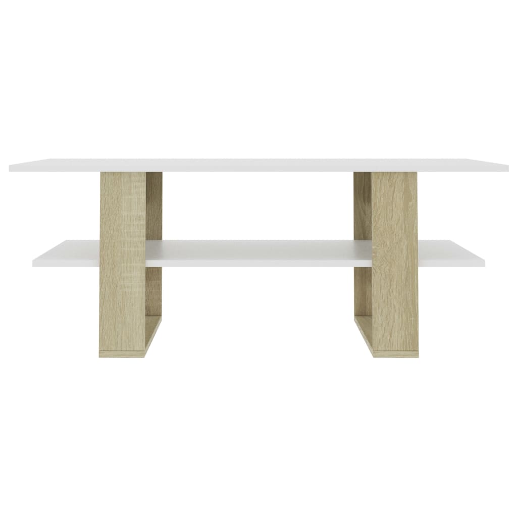 Couchtisch Weiß Sonoma-Eiche 110×55×42 cm Holzwerkstoff
