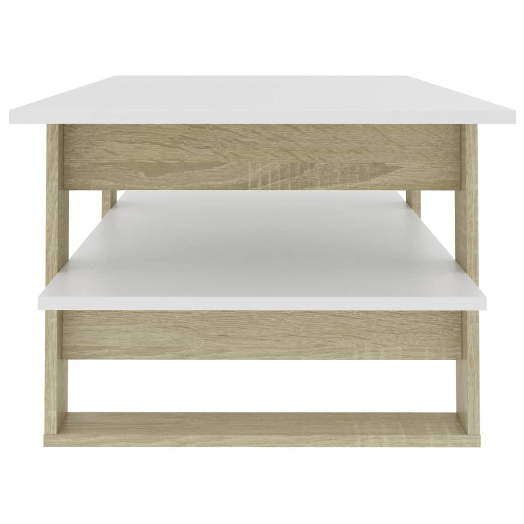 Couchtisch Weiß Sonoma-Eiche 110×55×42 cm Holzwerkstoff