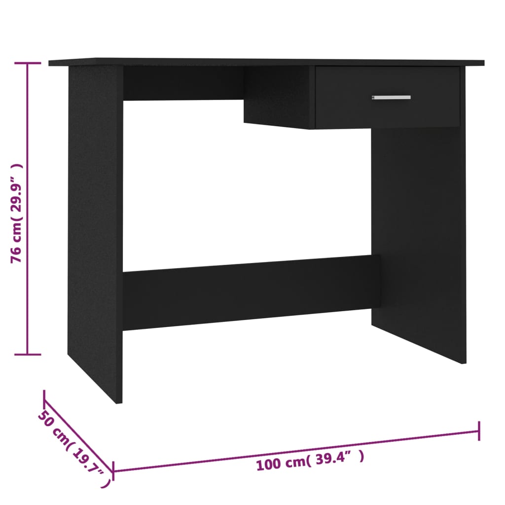 Schreibtisch Schwarz 100×50×76 cm Holzwerkstoff