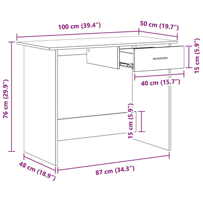 Schreibtisch Sonoma-Eiche 100x50x76 cm Holzwerkstoff