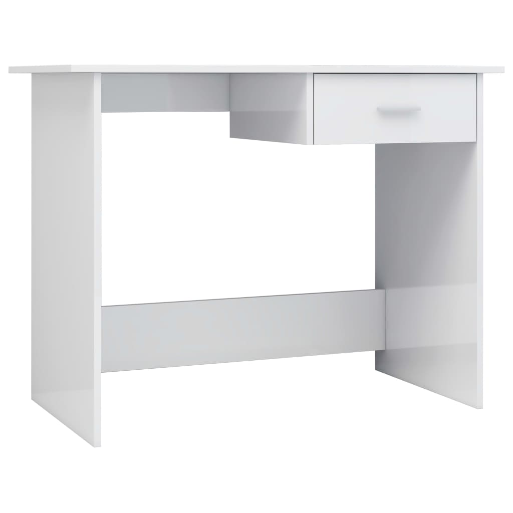 Bureau blanc brillant 100×50×76 cm en bois