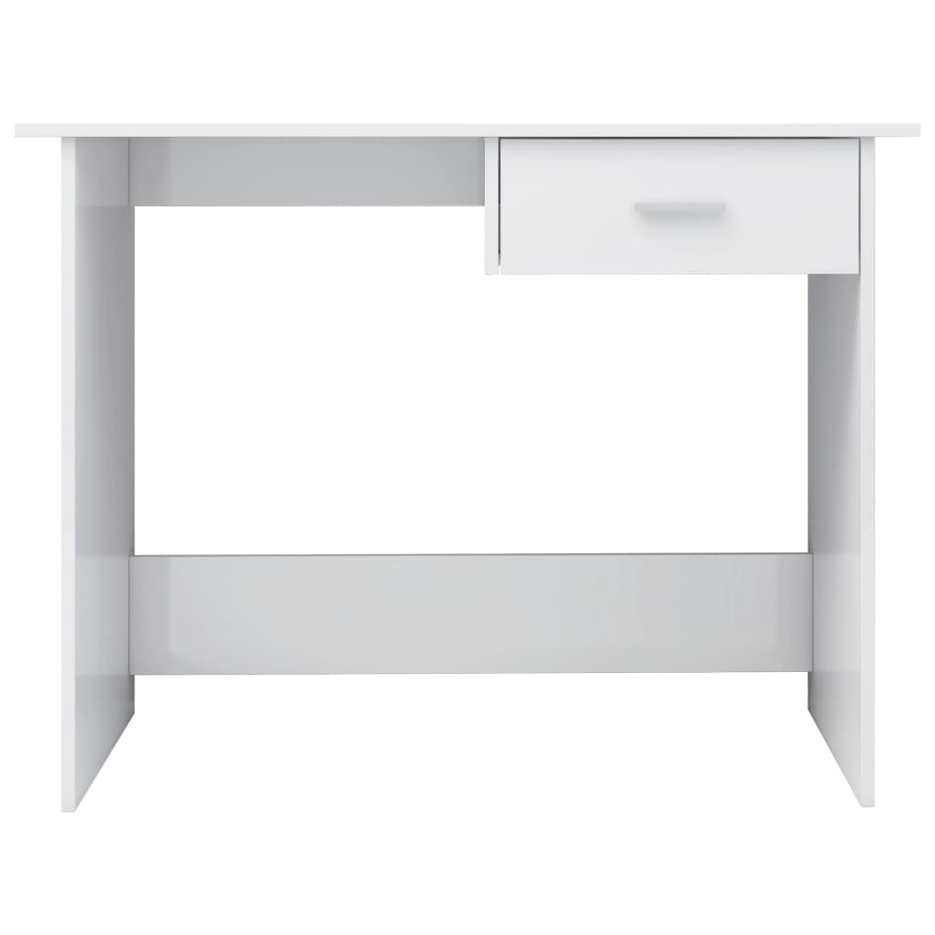 Bureau blanc brillant 100×50×76 cm en bois