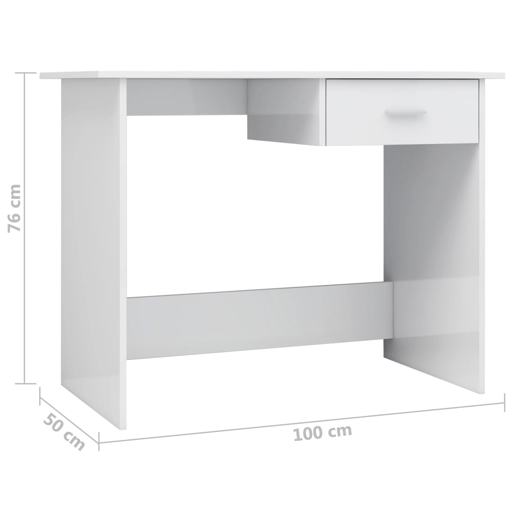 Schreibtisch Hochglanz-Weiß 100×50×76 cm Holzwerkstoff