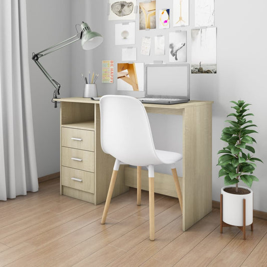 Schreibtisch mit Schubladen Sonoma-Eiche 110x50x76 cm