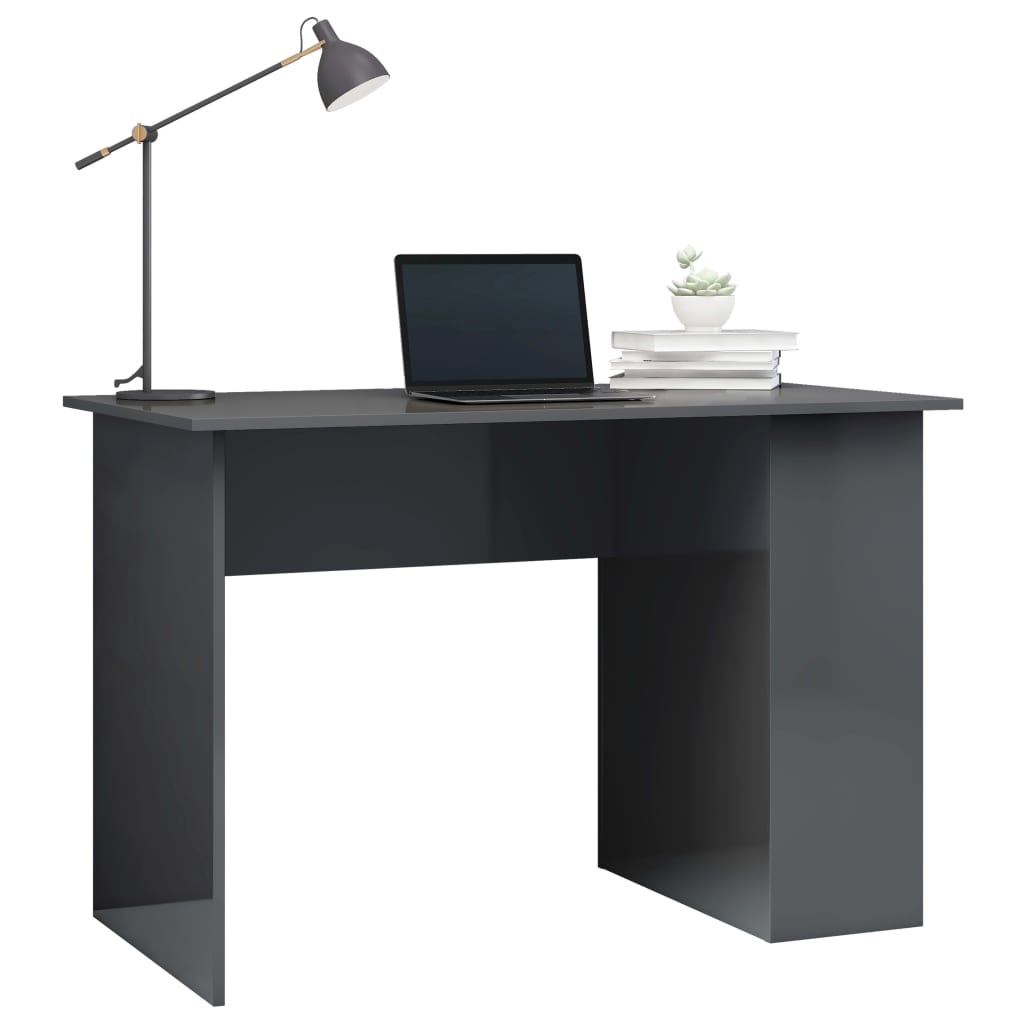 Schreibtisch Hochglanz-Grau 110x60x73 cm Holzwerkstoff
