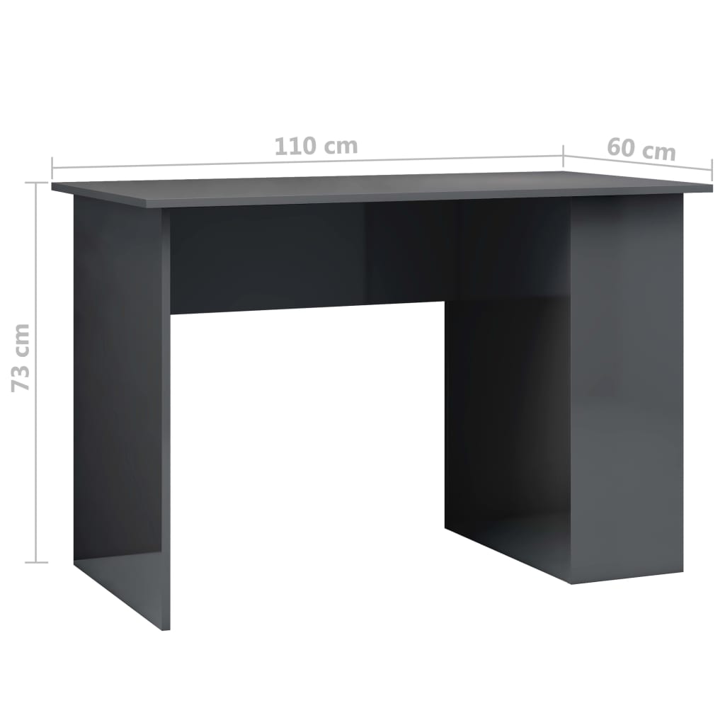 Schreibtisch Hochglanz-Grau 110x60x73 cm Holzwerkstoff