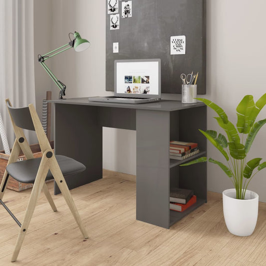 Schreibtisch Hochglanz-Grau 110x60x73 cm Holzwerkstoff