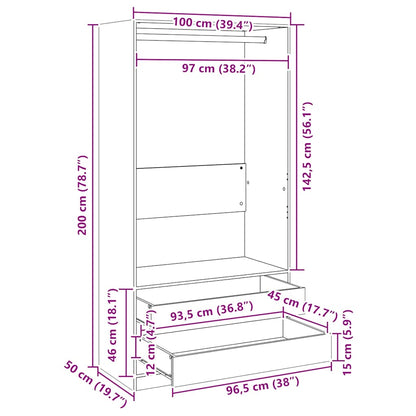 Kleiderschrank Weiß 100x50x200 cm Holzwerkstoff