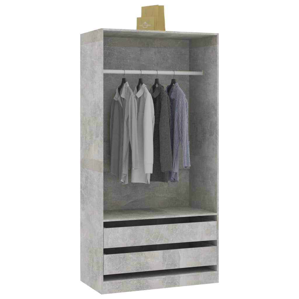 Armoire gris béton 100x50x200 cm en bois