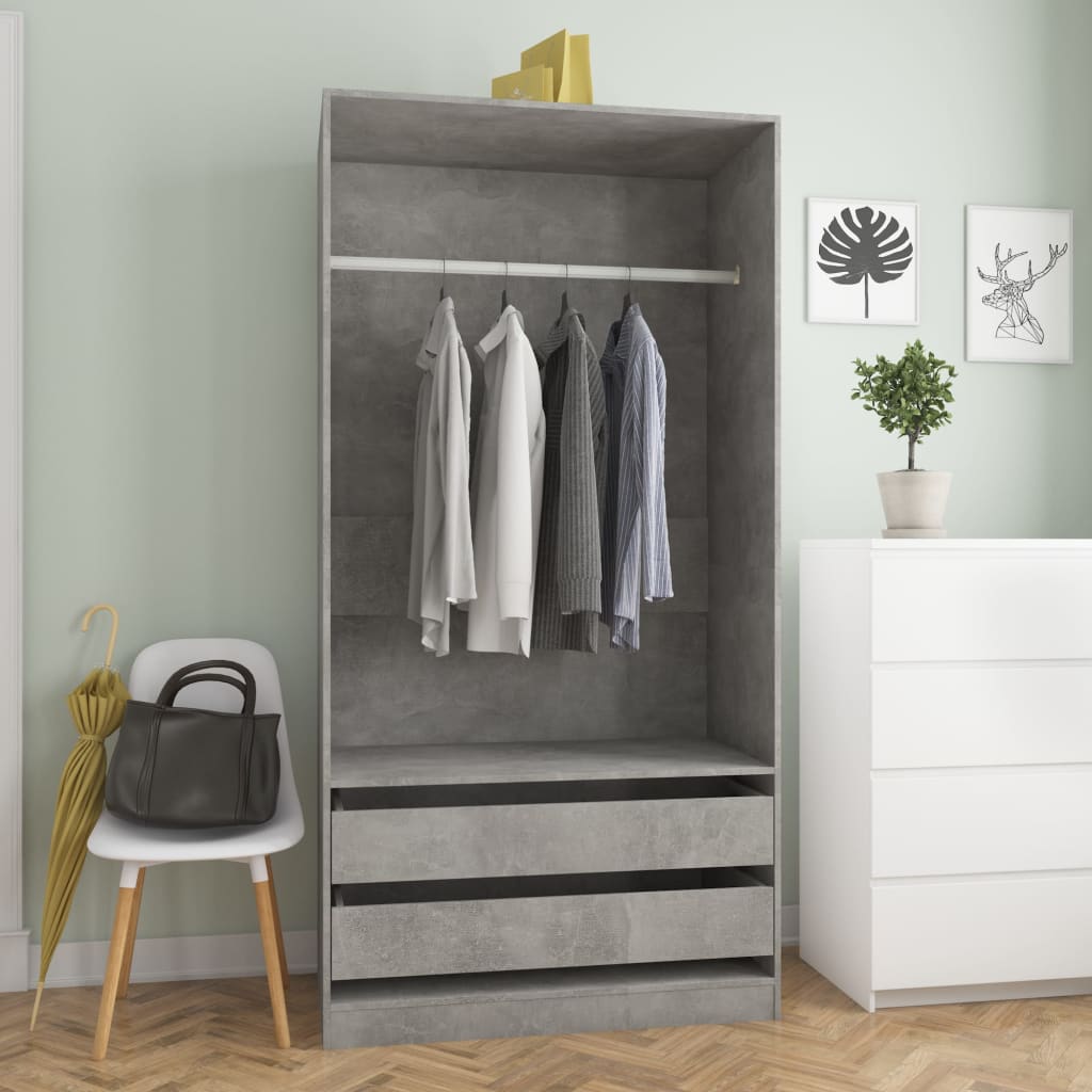 Armoire gris béton 100x50x200 cm en bois