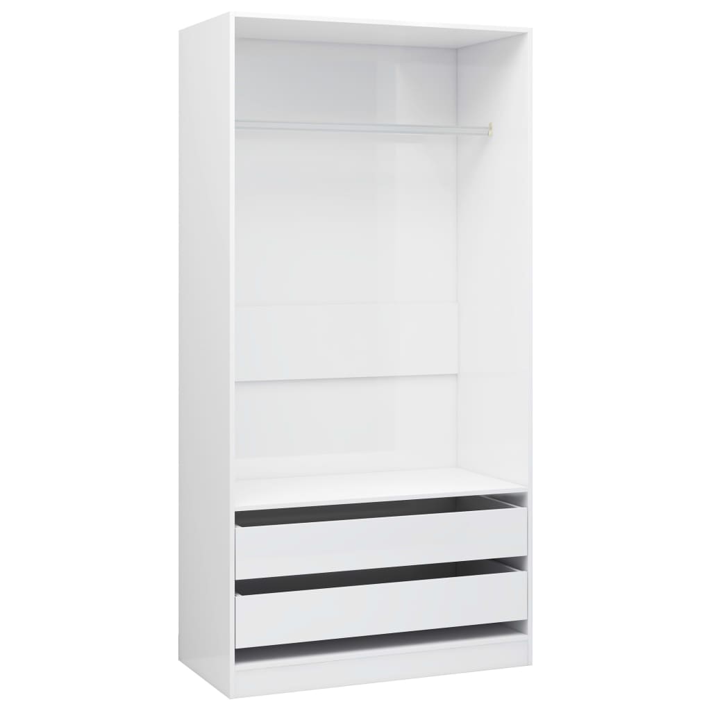 Armoire blanc brillant 100x50x200 cm en bois