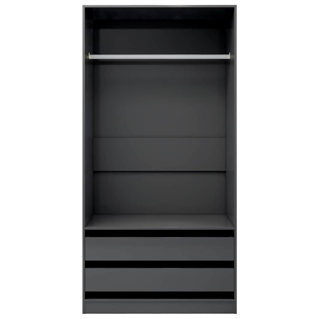 Kleiderschrank Hochglanz-Grau 100x50x200 cm Holzwerkstoff