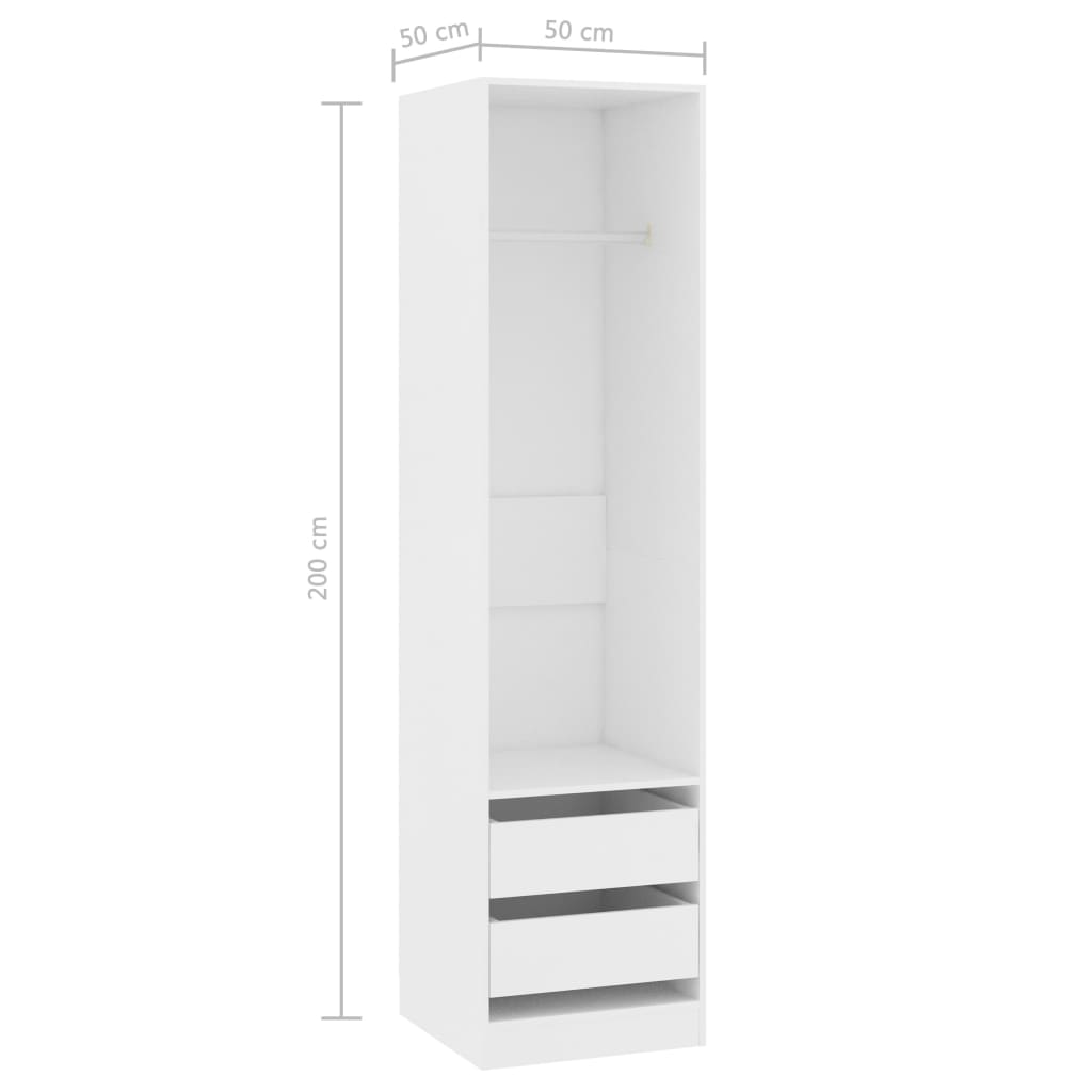 Armoire avec tiroirs blanc 50x50x200 cm en bois