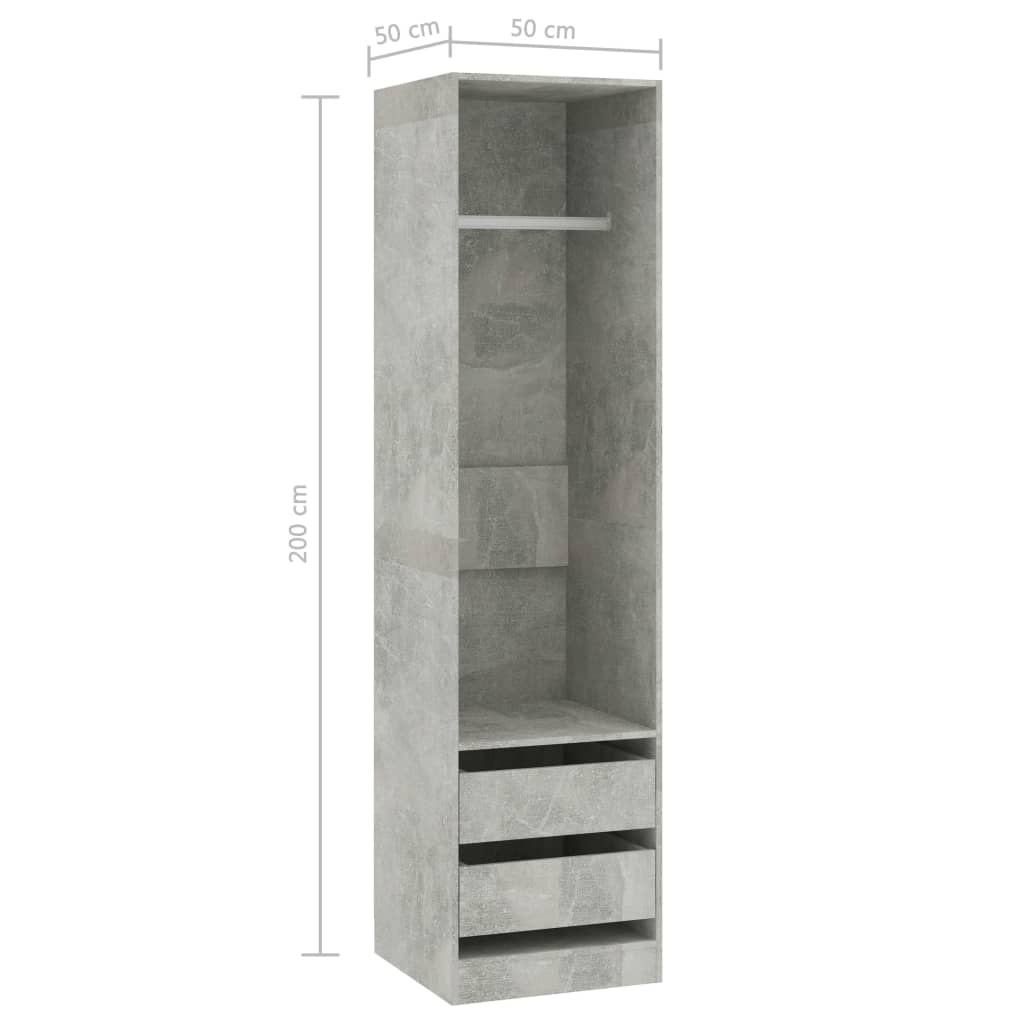 Tiroirs d'armoire gris béton 50x50x200cm matériau bois