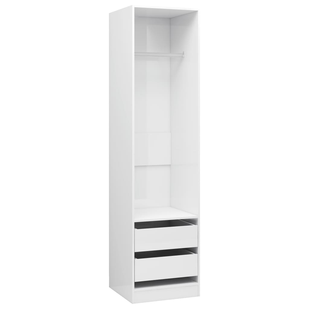 Armoire avec tiroirs blanc brillant 50x50x200 cm