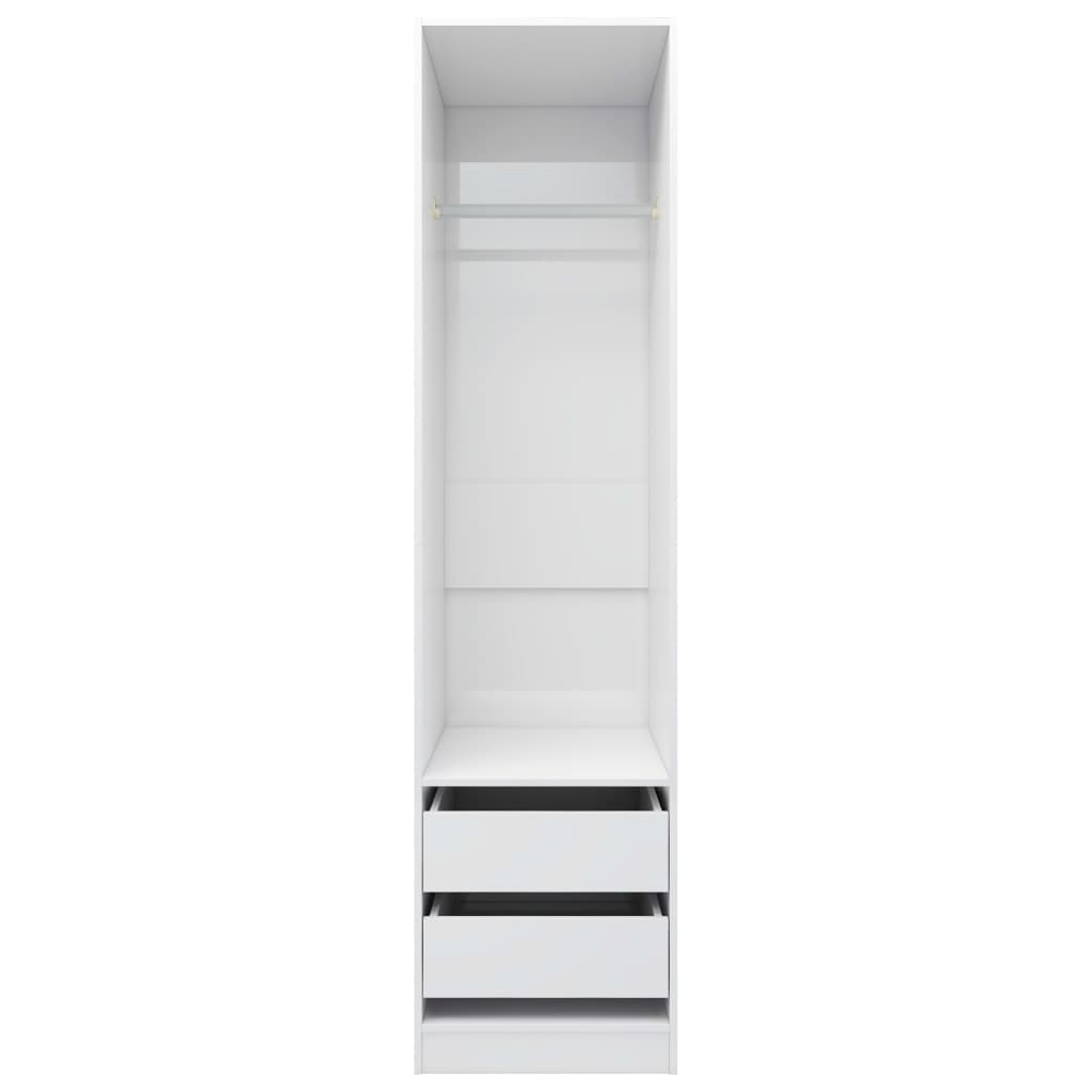 Armoire avec tiroirs blanc brillant 50x50x200 cm