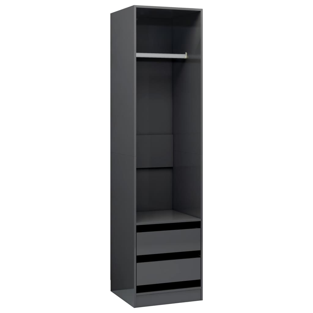 Kleiderschrank mit Schubladen Hochglanz-Grau 50x50x200 cm
