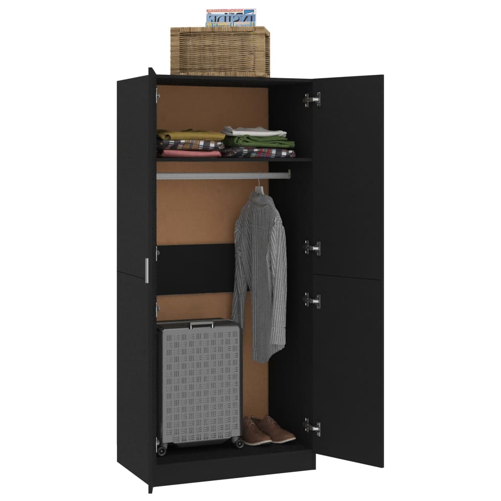 Kleiderschrank Schwarz 80x52x180 cm Holzwerkstoff