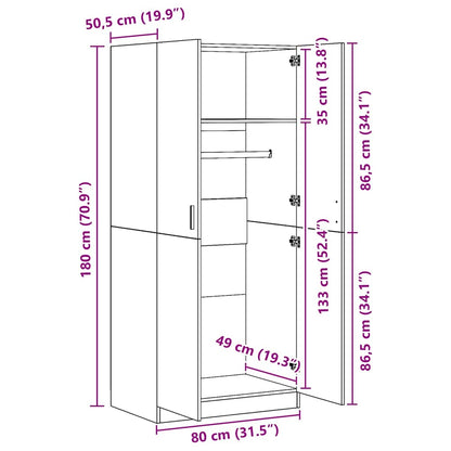 Kleiderschrank Sonoma-Eiche 80x52x180 cm Holzwerkstoff