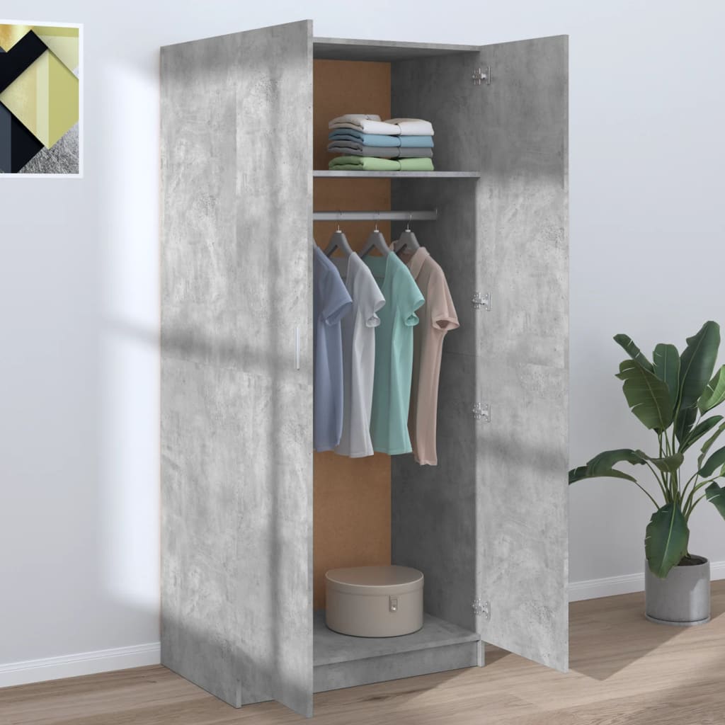 Armoire gris béton 80x52x180 cm en bois