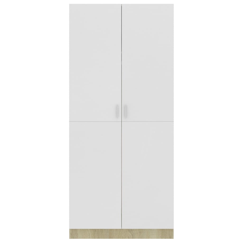 Kleiderschrank Weiß Sonoma-Eiche 80x52x180 cm Holzwerkstoff