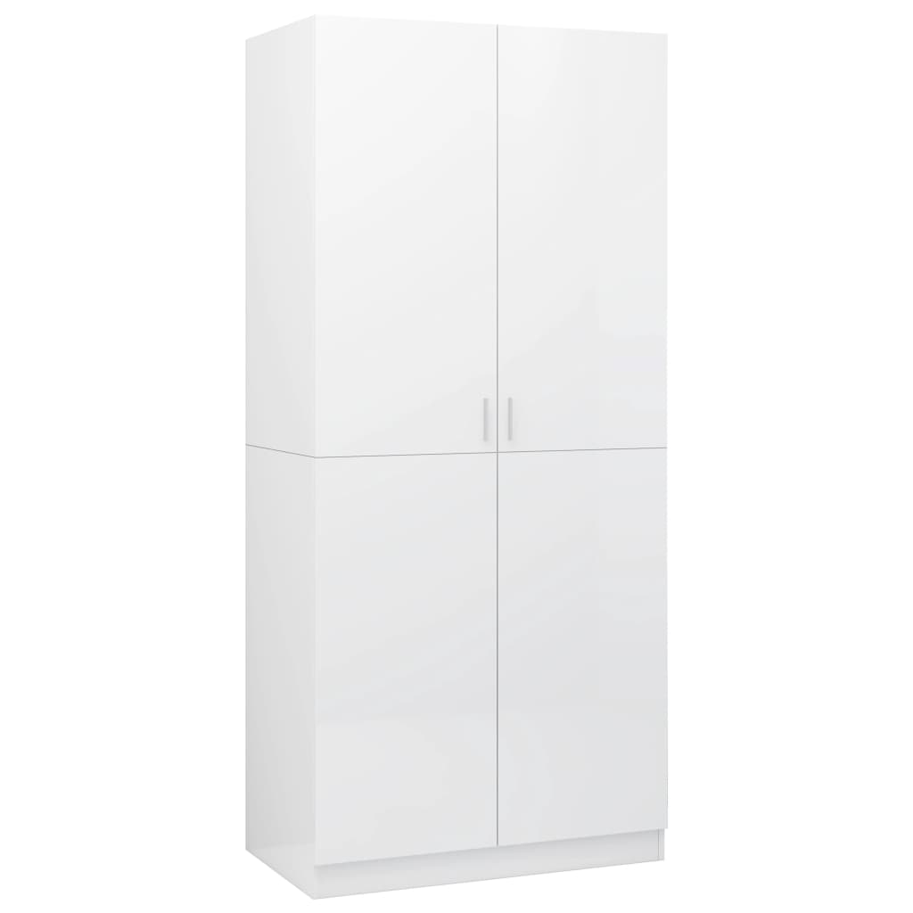 Armoire blanc brillant 80x52x180 cm en bois