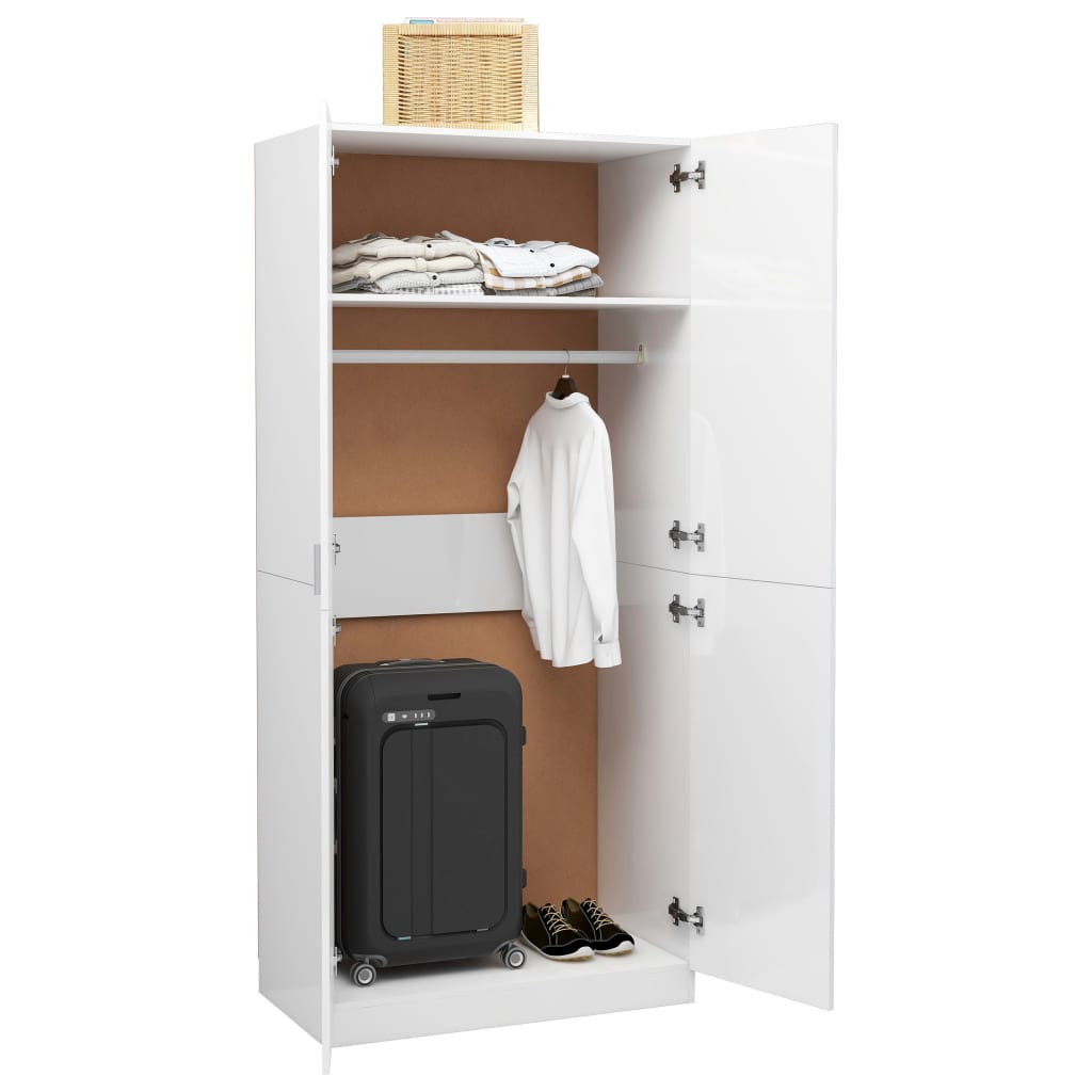 Armoire blanc brillant 80x52x180 cm en bois