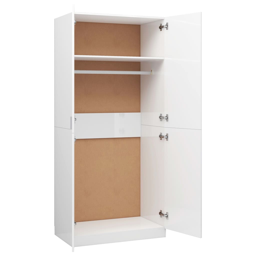 Armoire blanc brillant 80x52x180 cm en bois