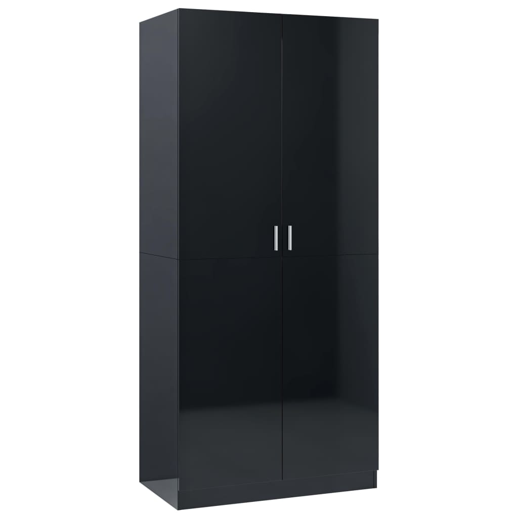 Kleiderschrank Hochglanz-Schwarz 80x52x180 cm Holzwerkstoff