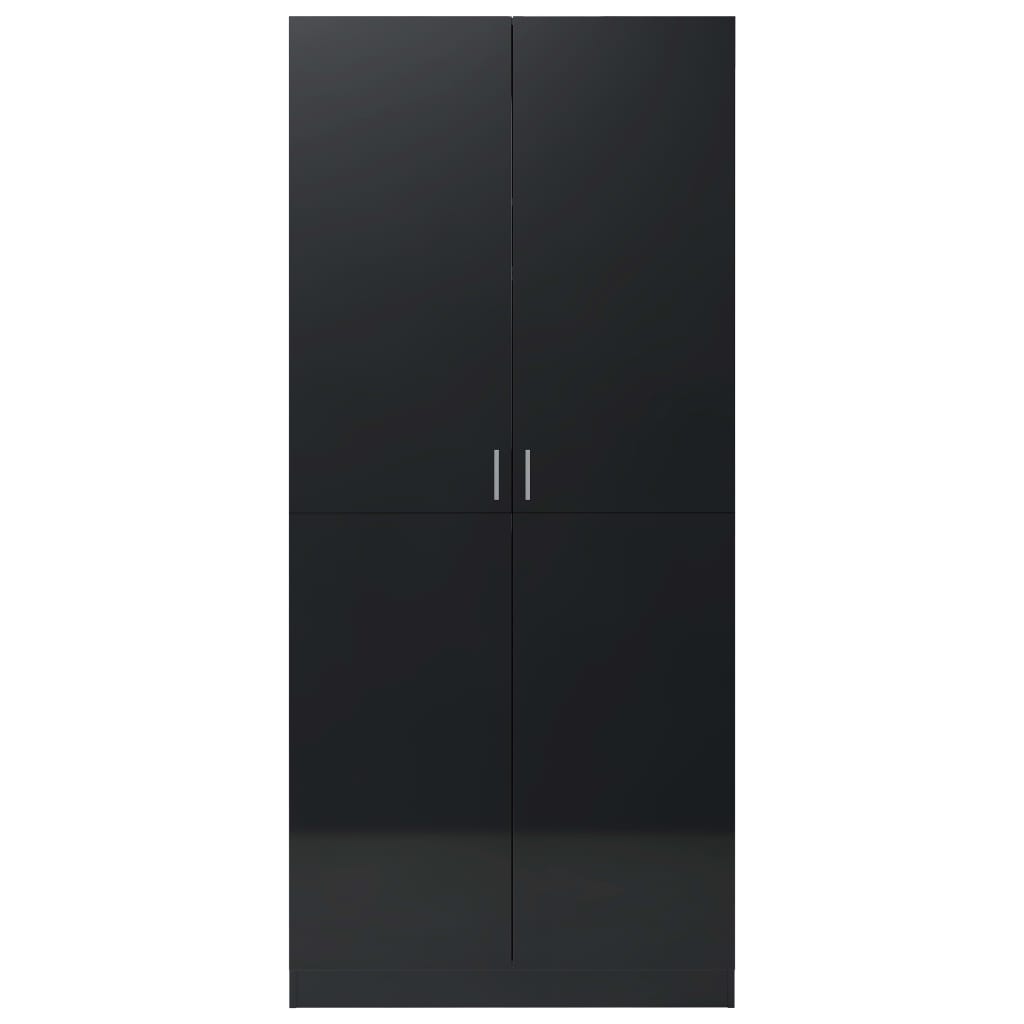 Kleiderschrank Hochglanz-Schwarz 80x52x180 cm Holzwerkstoff