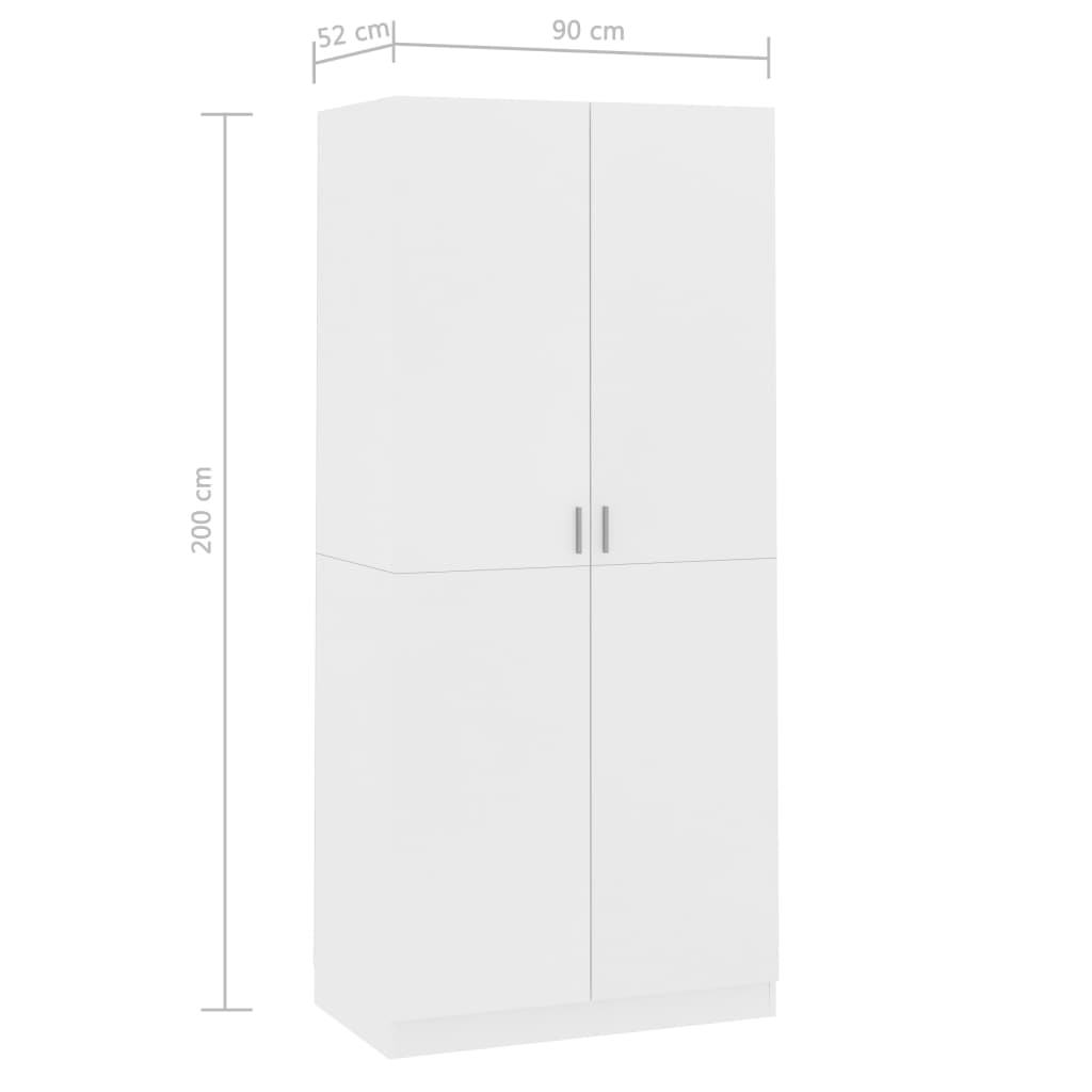 Armoire blanche 90x52x200 cm en bois