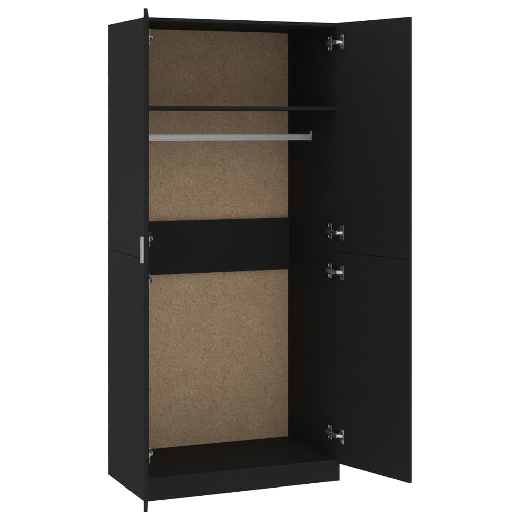 Kleiderschrank Schwarz 90x52x200 cm Holzwerkstoff