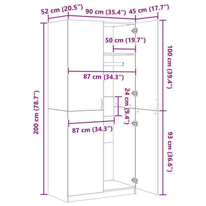 Kleiderschrank Sonoma-Eiche 90x52x200 cm Holzwerkstoff
