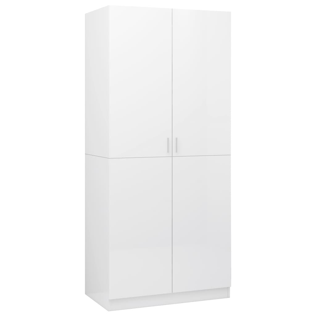 Armoire blanc brillant 90x52x200 cm en bois