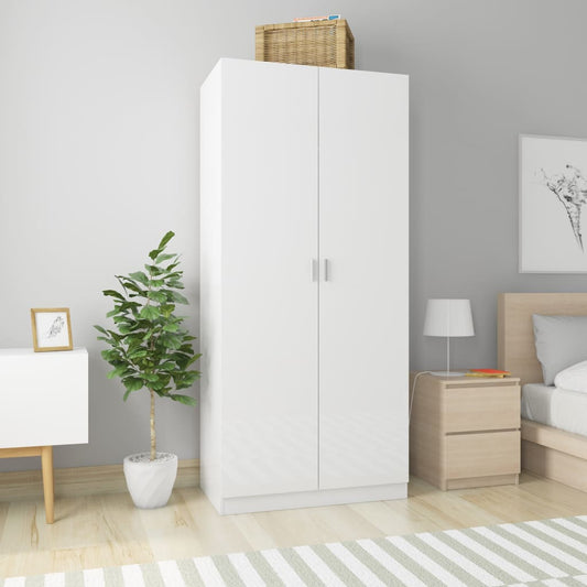 Armoire blanc brillant 90x52x200 cm en bois