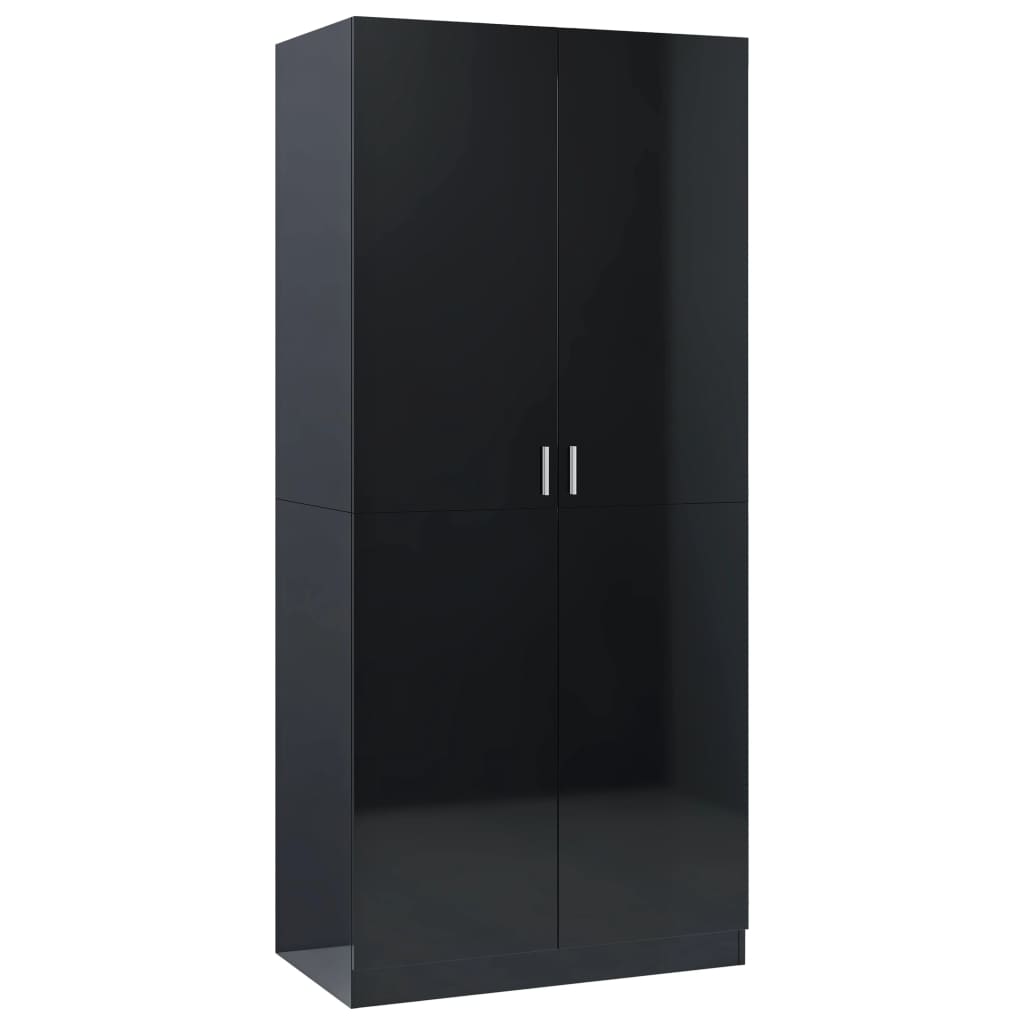 Kleiderschrank Hochglanz-Schwarz 90x52x200 cm Holzwerkstoff