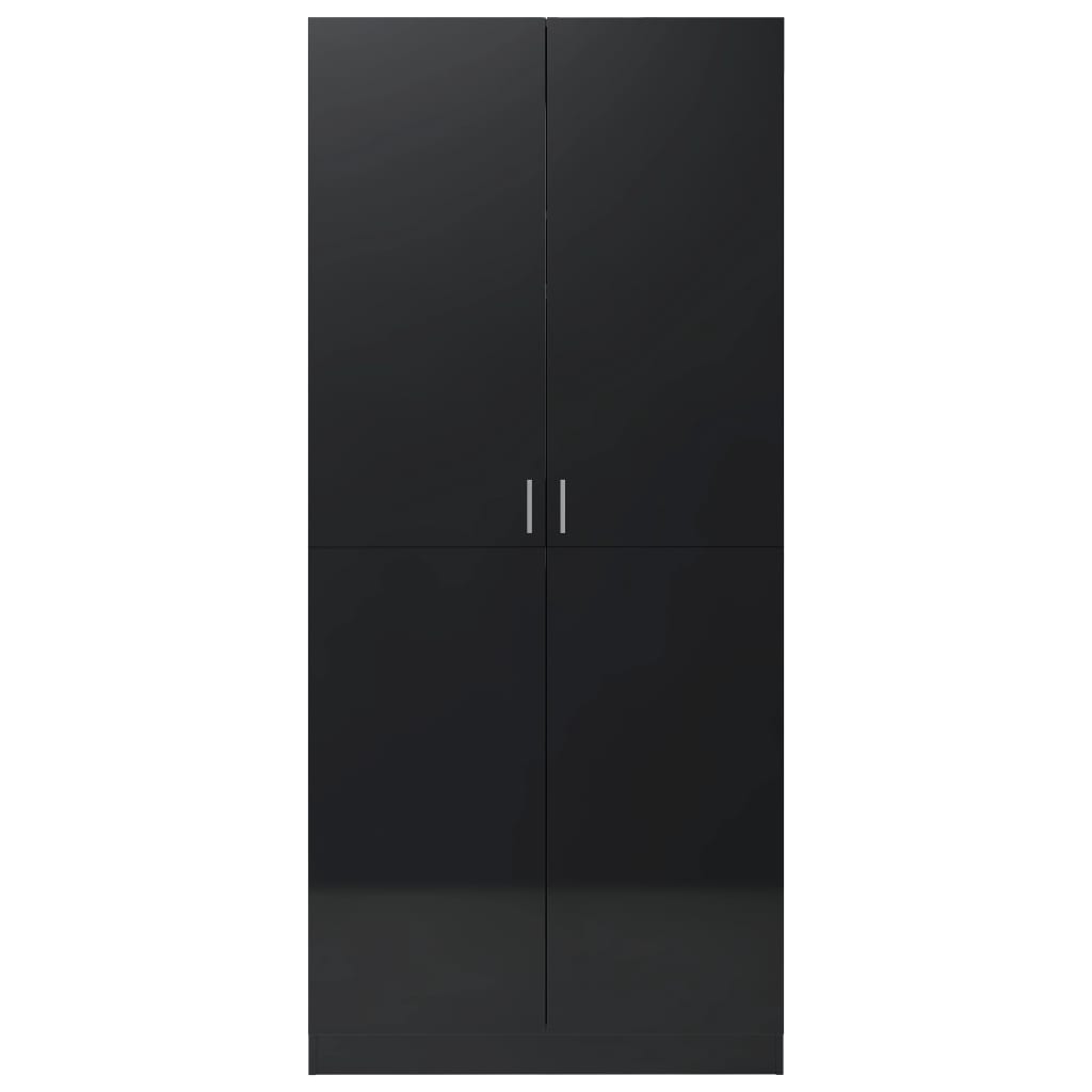 Kleiderschrank Hochglanz-Schwarz 90x52x200 cm Holzwerkstoff