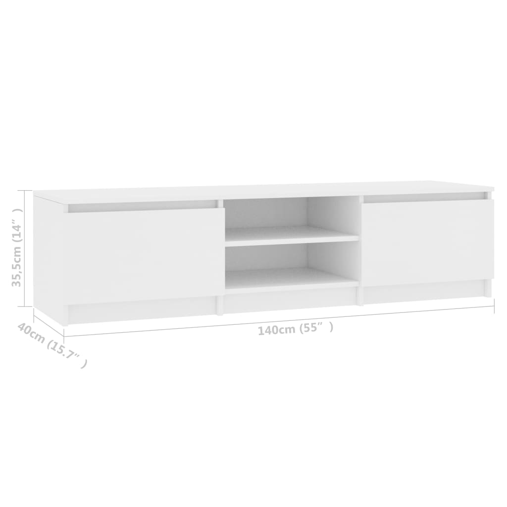 Meuble TV blanc 140×40×35,5 cm en bois