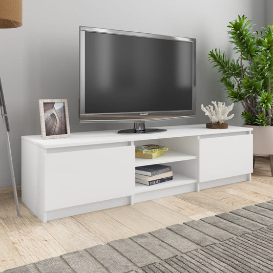 Meuble TV blanc 140×40×35,5 cm en bois