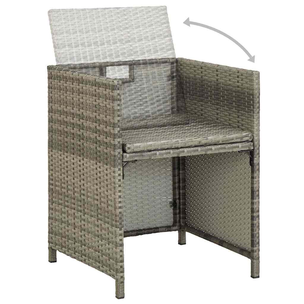 13-tlg. Garten-Essgruppe mit Auflagen Poly Rattan Grau