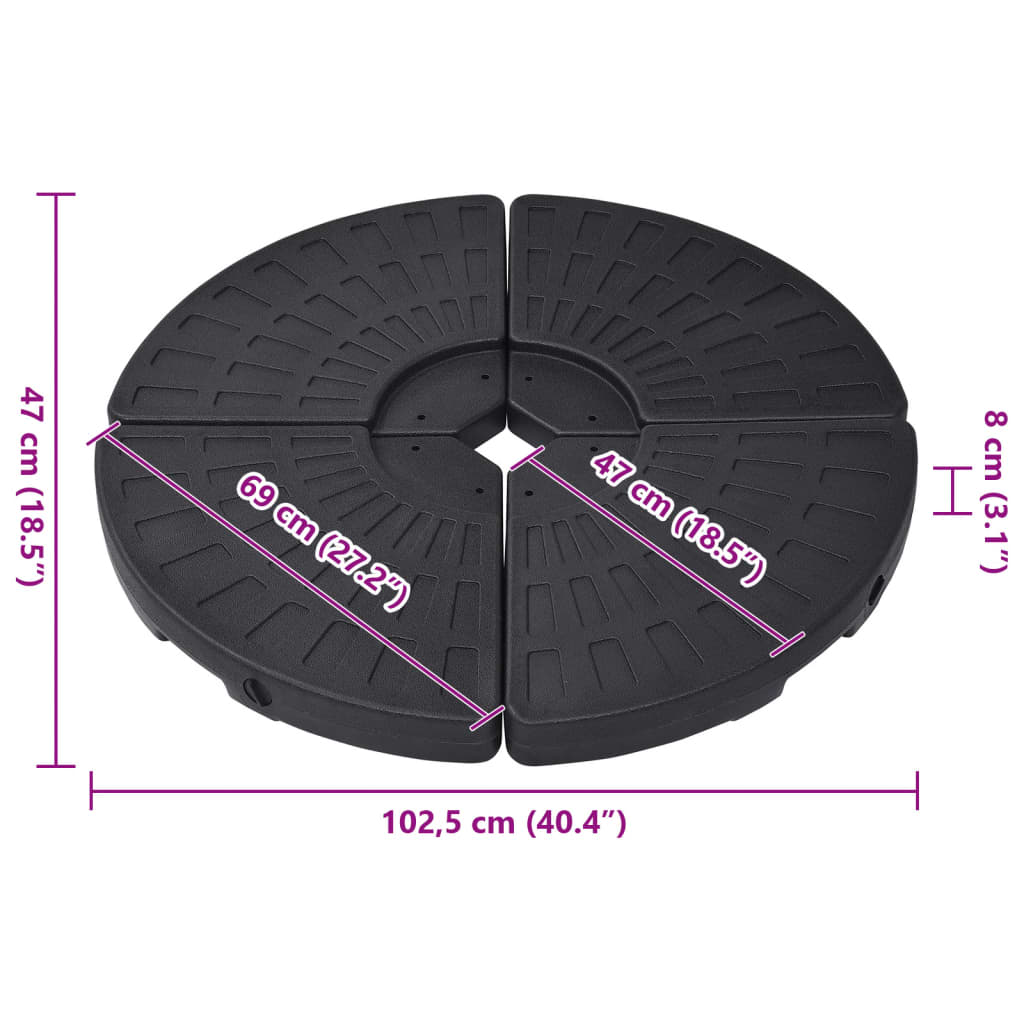 Sonnenschirmständer Fächerförmig 4 Stk. Schwarz