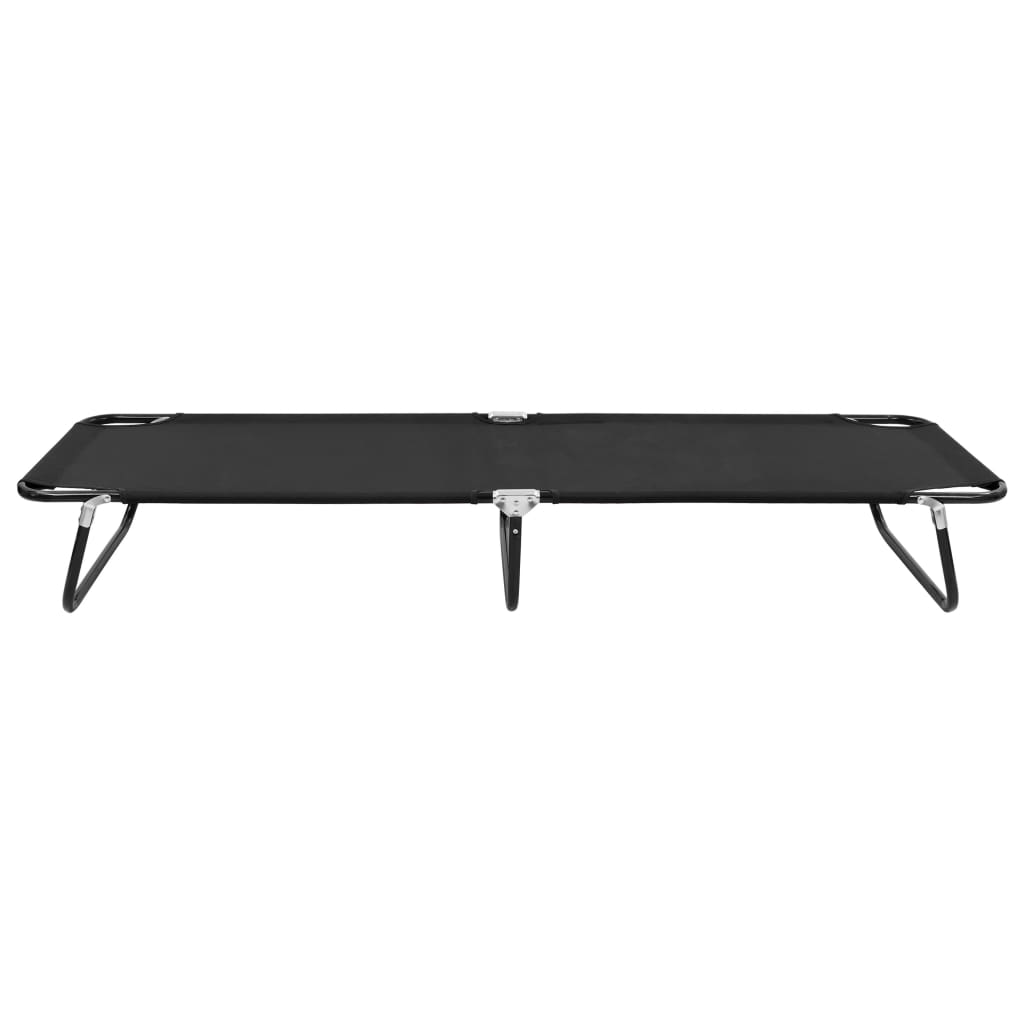 Folding sun lounger black steel