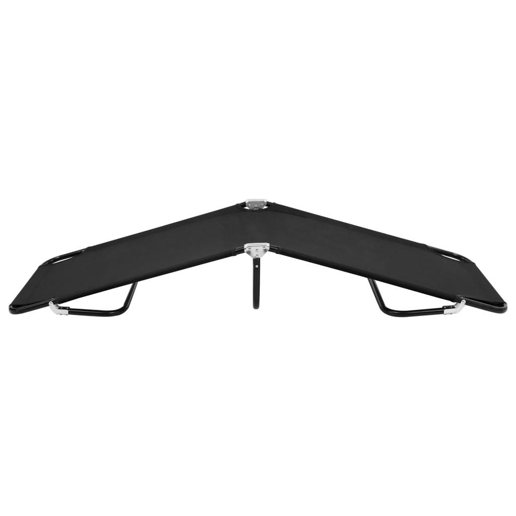 Folding sun lounger black steel