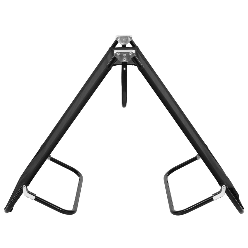 Folding sun lounger black steel