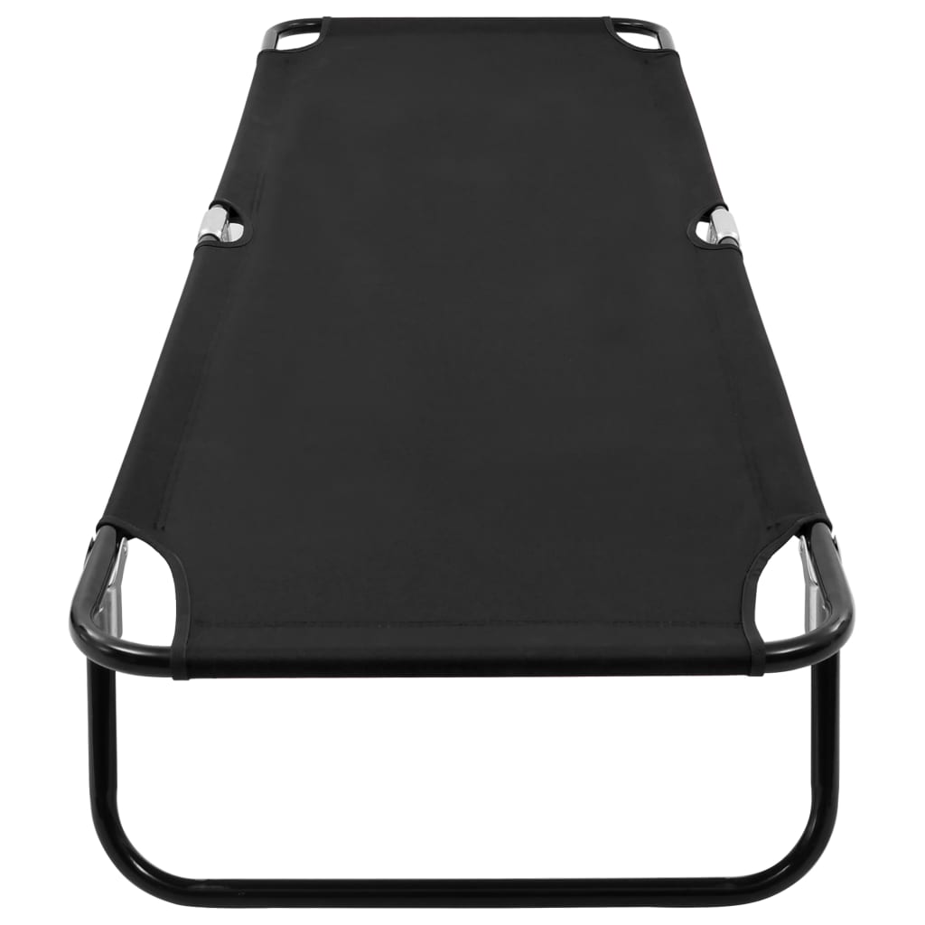 Folding sun lounger black steel