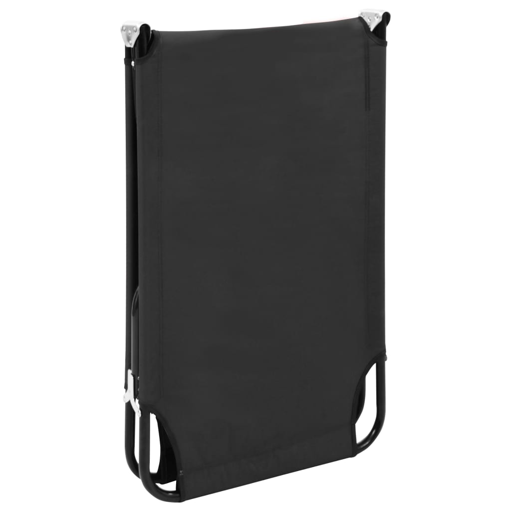 Folding sun lounger black steel