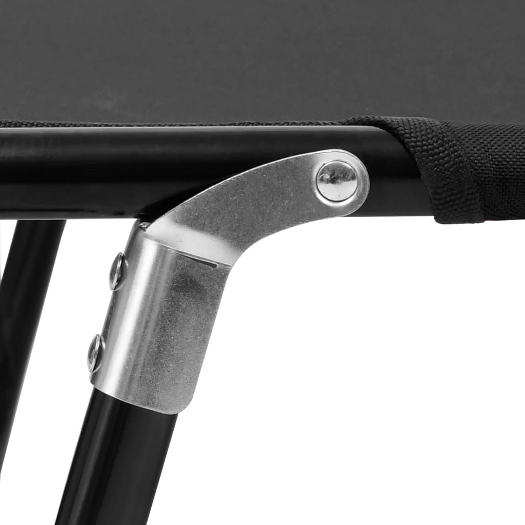 Folding sun lounger black steel